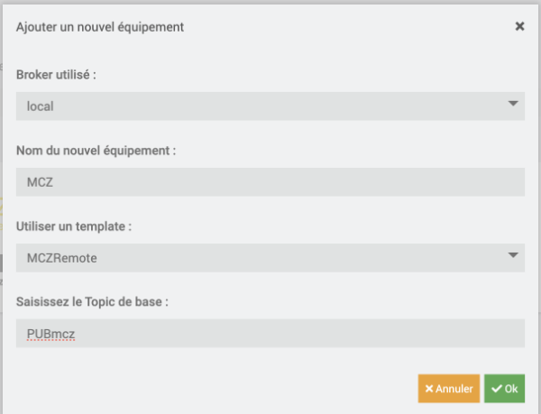 Create équipement
